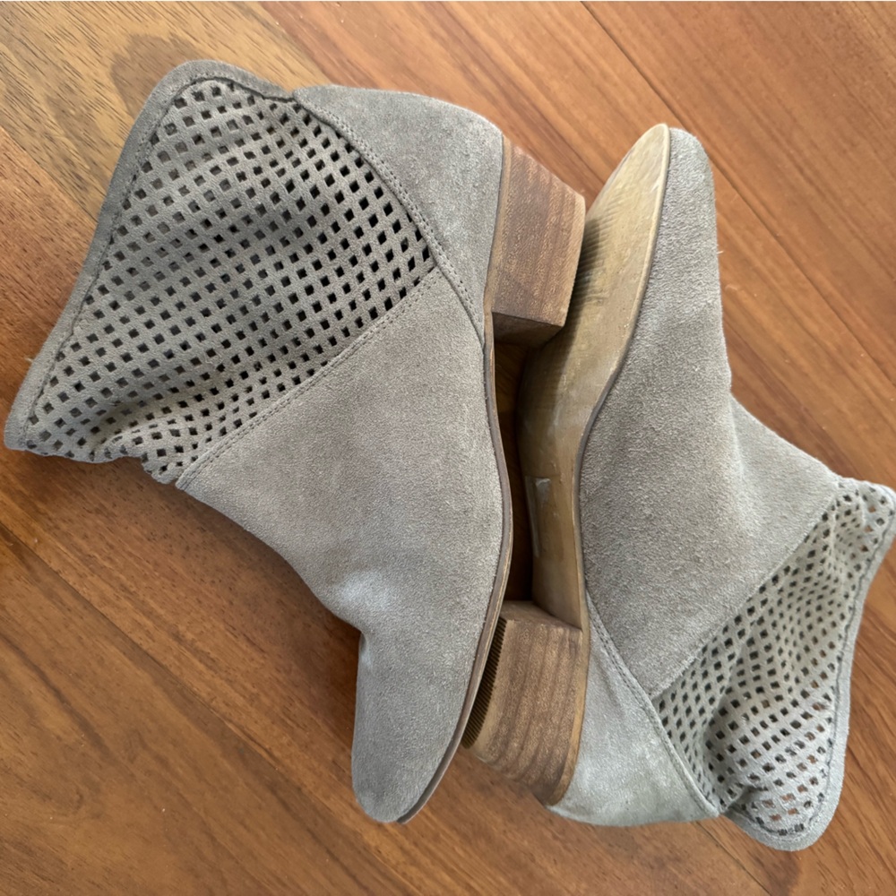 Anthropologie Sixty Seven Gray Suede Ankle Boots, Size 38 EU